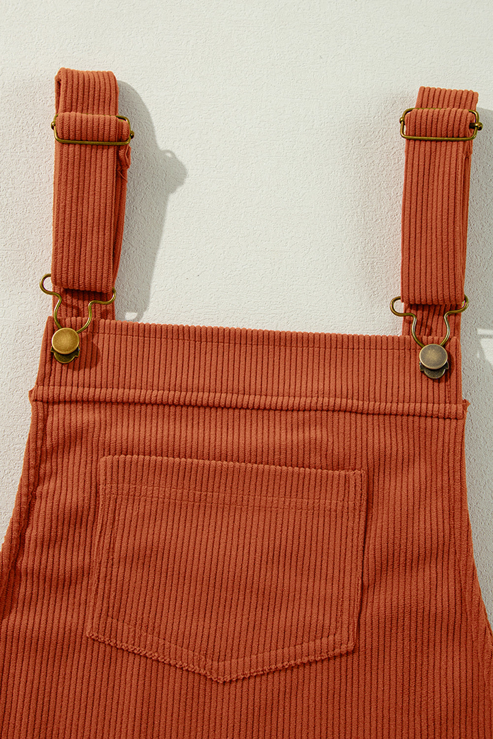 Plain Corduroy Pockets Overall Dress
