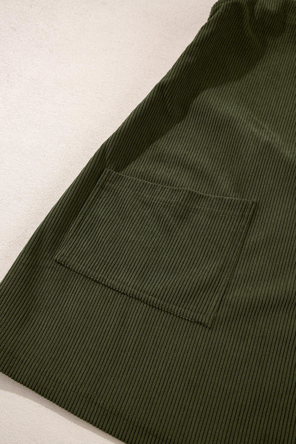 Plain Corduroy Pockets Overall Dress