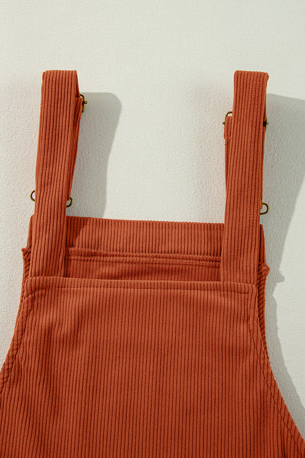 Plain Corduroy Pockets Overall Dress