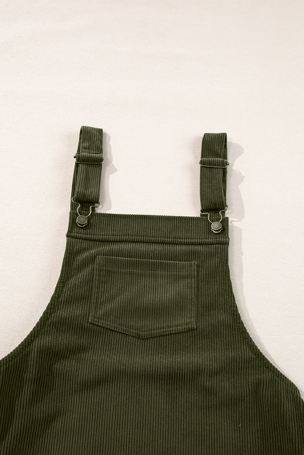 Plain Corduroy Pockets Overall Dress