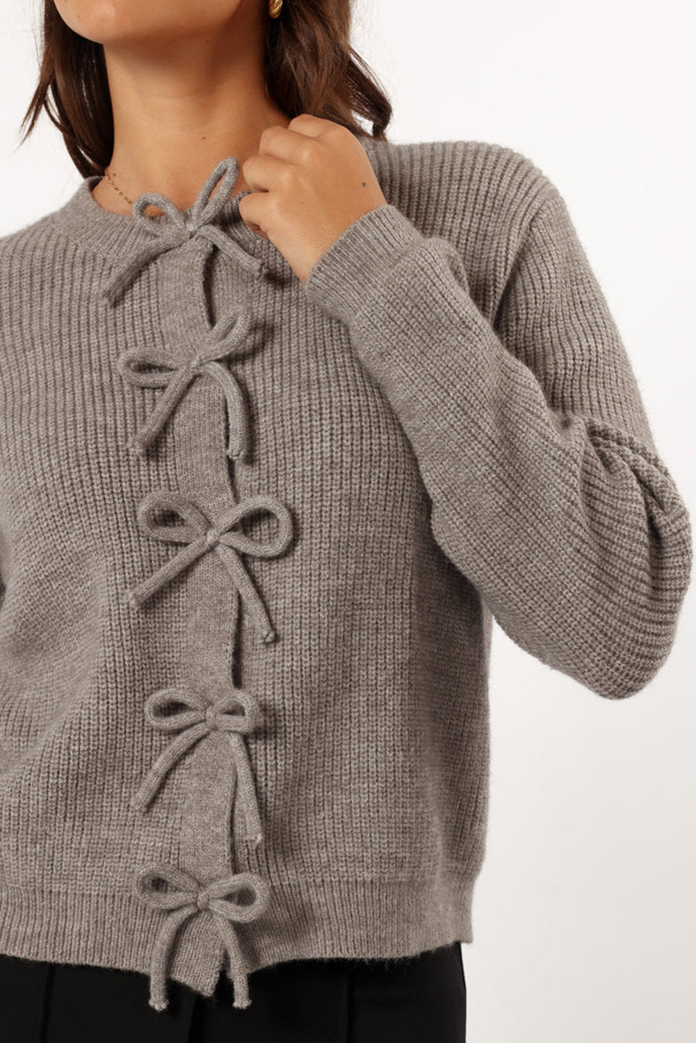 Sweet Bow Front Cropped Knit Cardigan