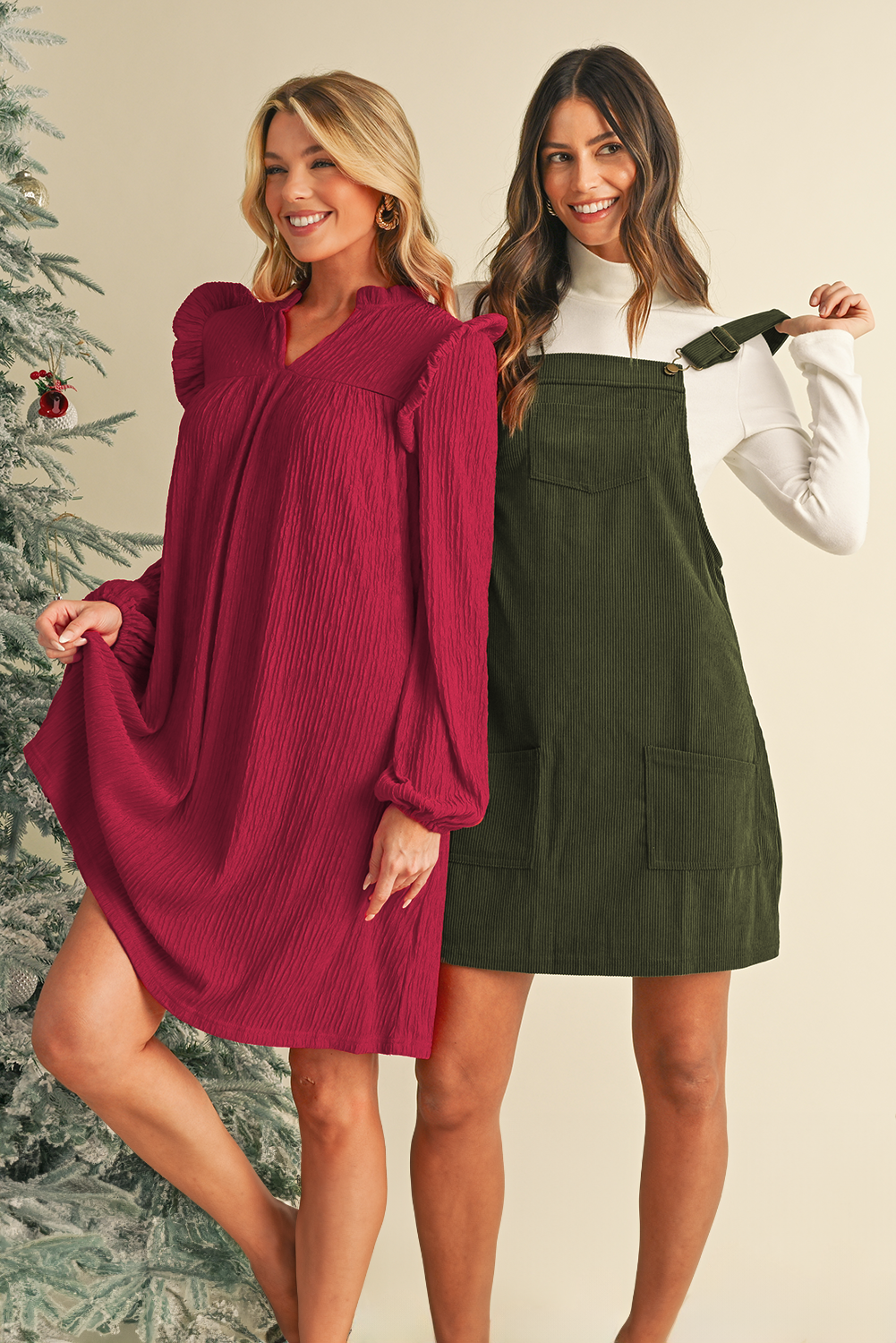 Plain Corduroy Pockets Overall Dress