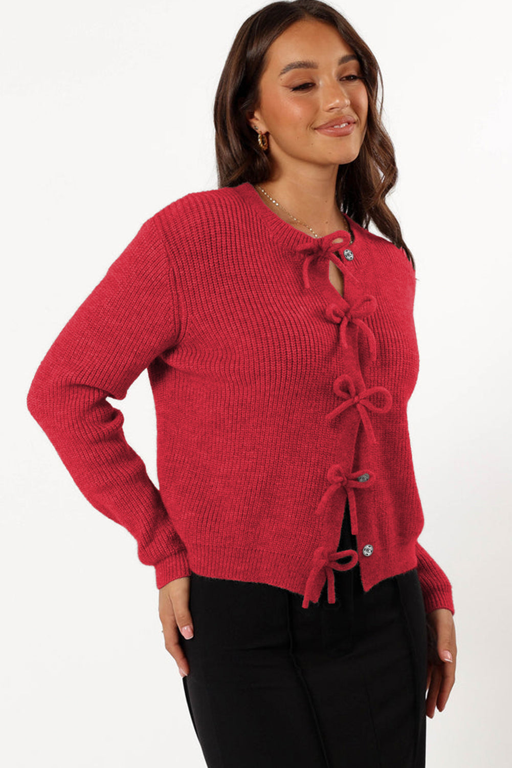 Sweet Bow Front Cropped Knit Cardigan
