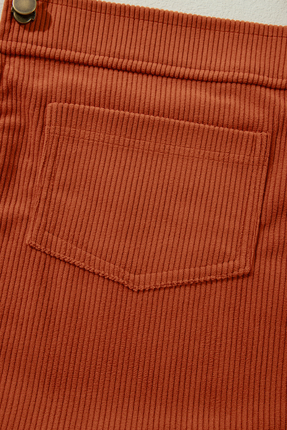 Plain Corduroy Pockets Overall Dress