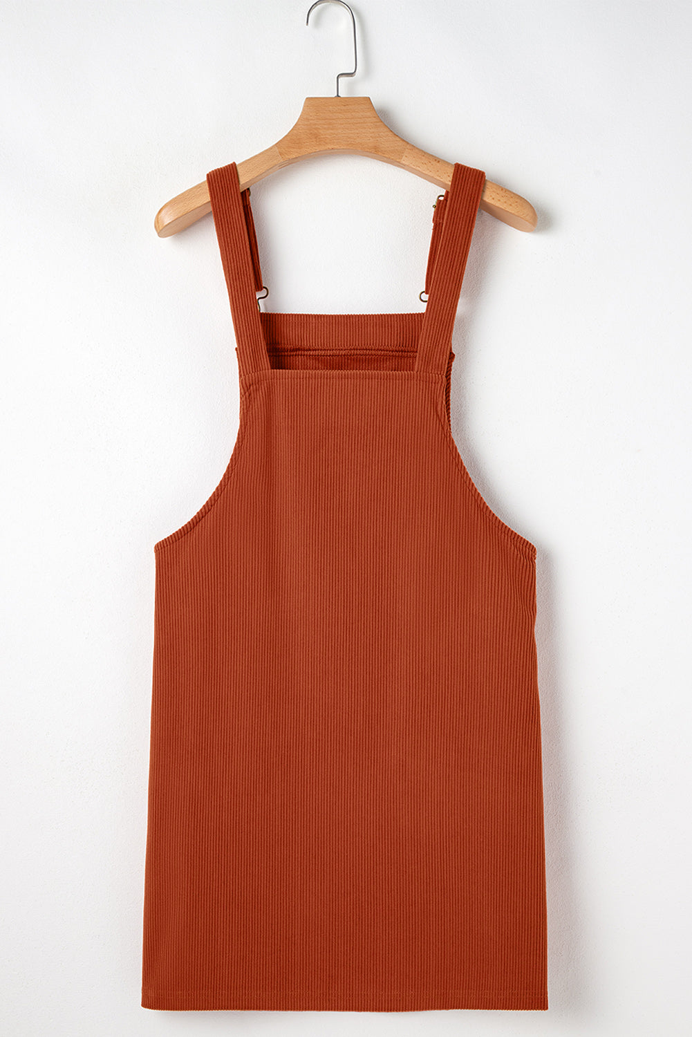 Plain Corduroy Pockets Overall Dress