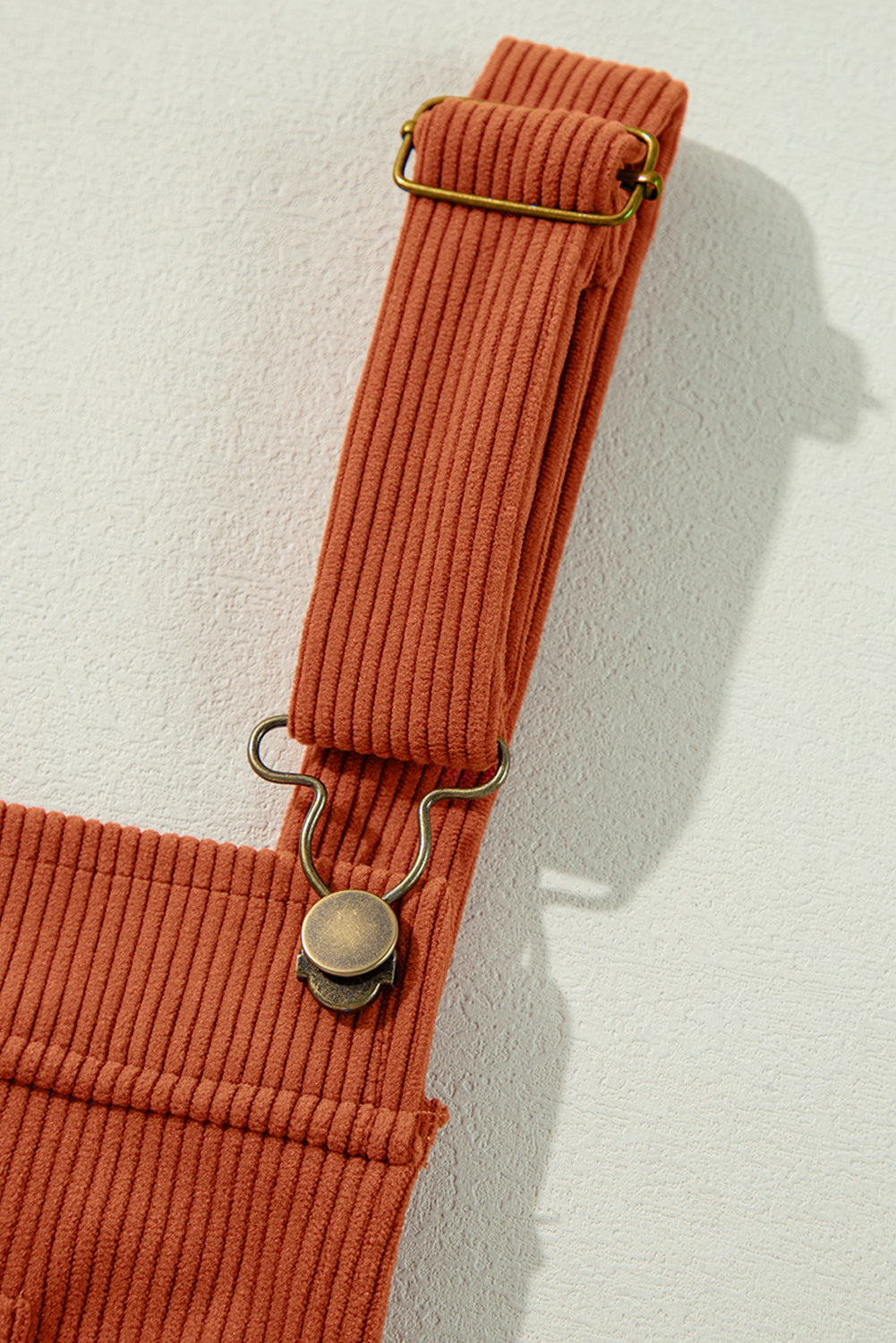Plain Corduroy Pockets Overall Dress