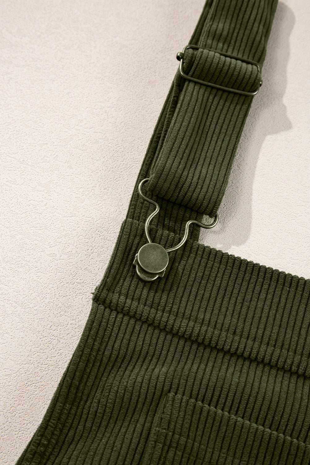 Plain Corduroy Pockets Overall Dress