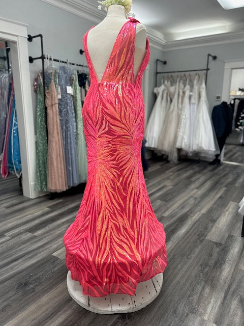 Plunging V-Neck Sheath Evening Dress by Alyce Paris