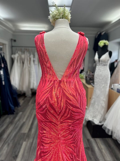 Plunging V-Neck Sheath Evening Dress by Alyce Paris