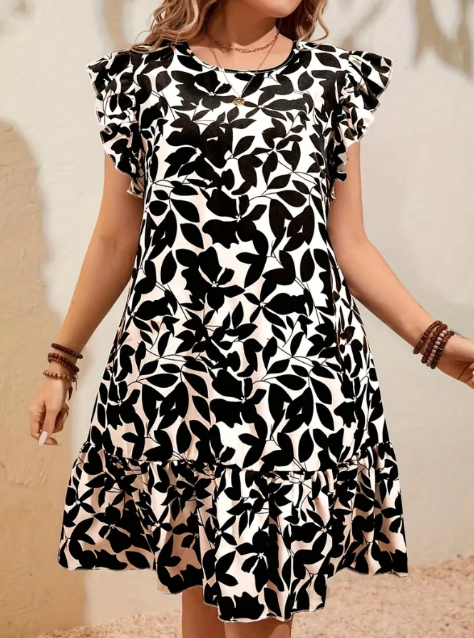 Plus Size Black and White Floral Dress 3XL Plus Size Black and White Floral Dress 3XL