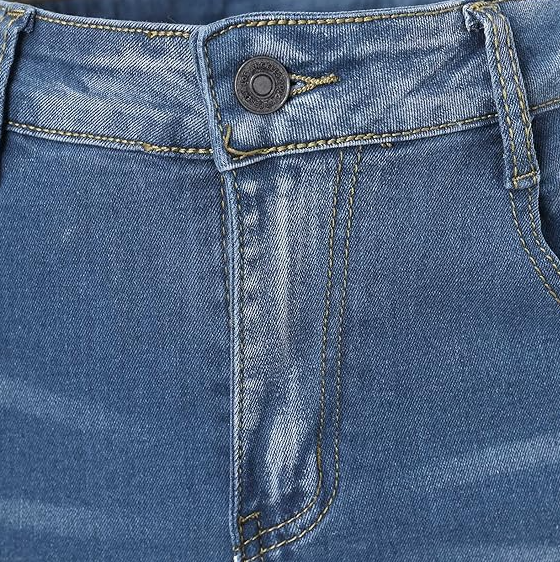Womens Washed Casual Denim Micro-Lab Blue Jeans