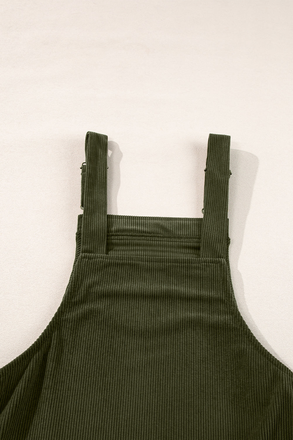 Plain Corduroy Pockets Overall Dress