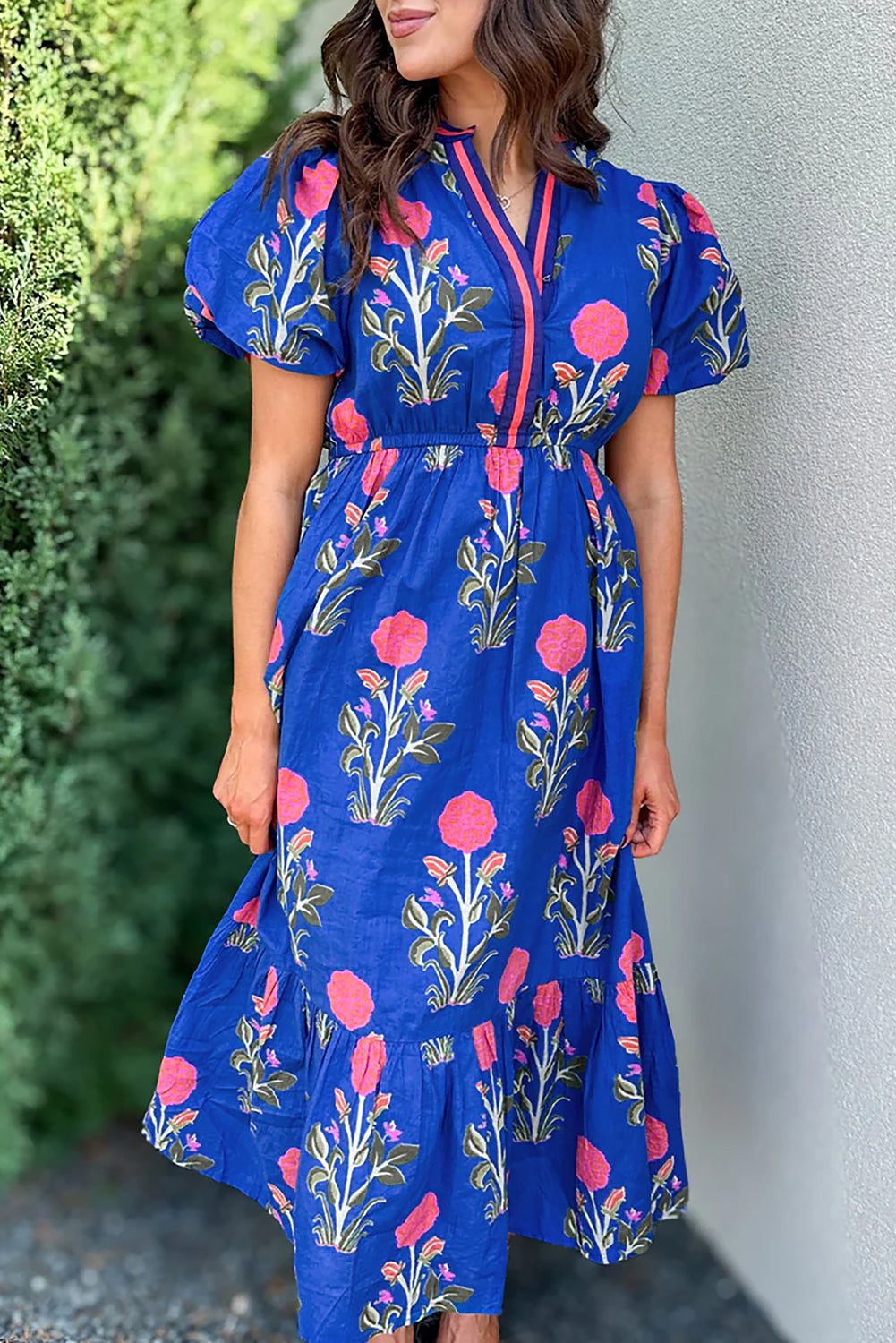 Sky Blue Floral Ruffle Hem Midi Dress Formal Affair Boutique Sky Blue Floral Ruffle Hem Midi Dress Formal Affair Boutique