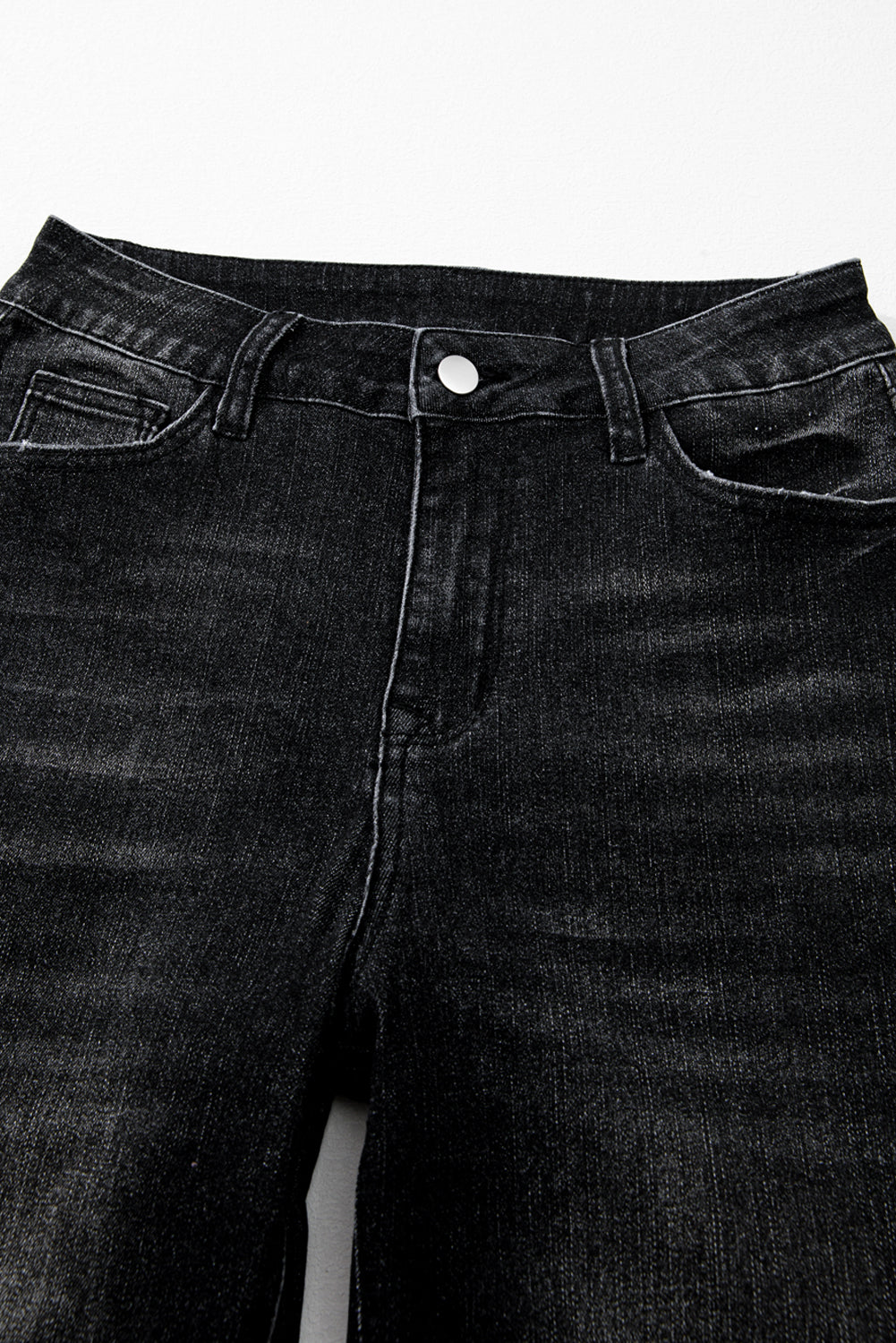 Blue Mineral Wash Raw Hem High Waist Flared Jeans