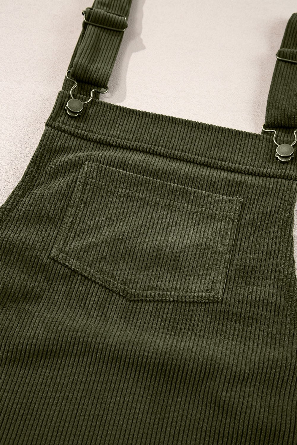 Plain Corduroy Pockets Overall Dress