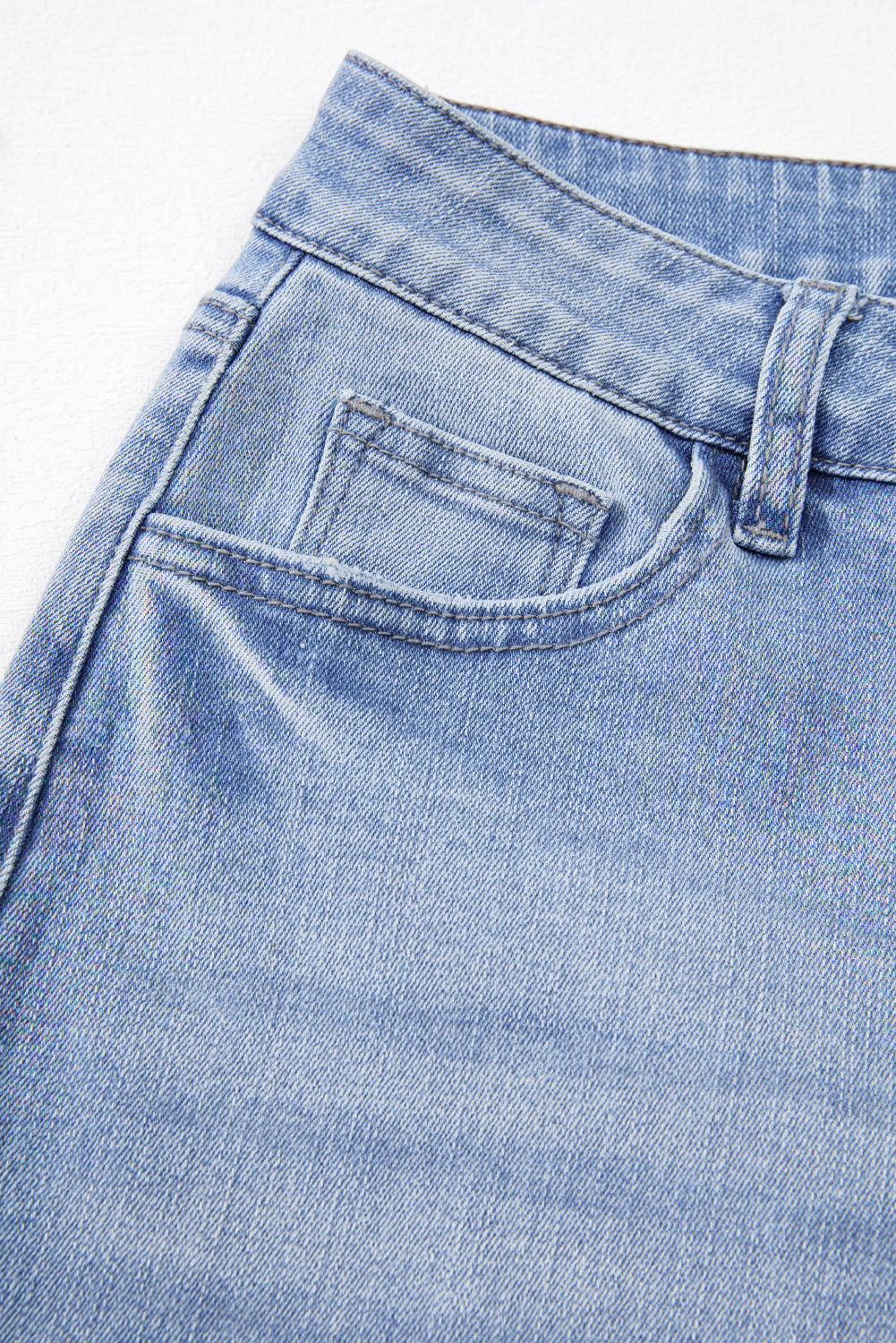 Blue Mineral Wash Raw Hem High Waist Flared Jeans