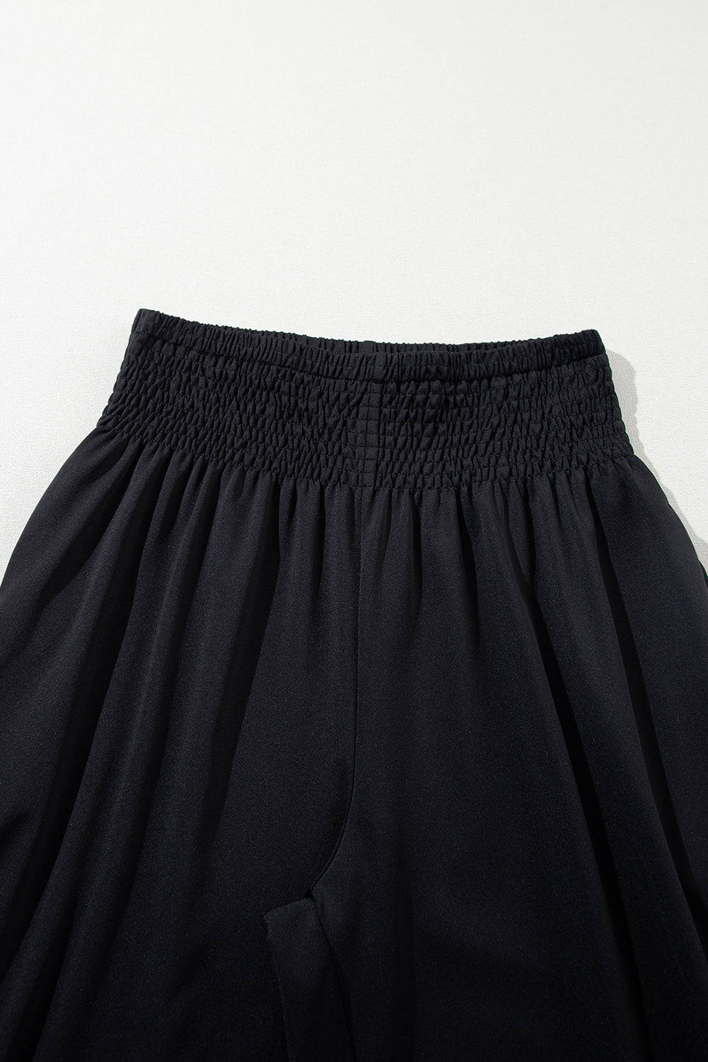 Black Pocket Smocked High Waist Joggers