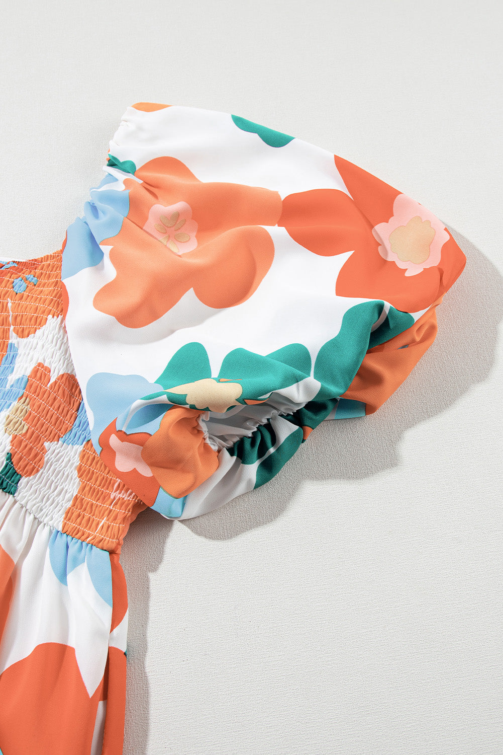 Plus Size Orange Floral Print Square Neck Maxi Dress