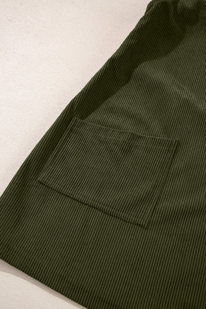 Plain Corduroy Pockets Overall Dress