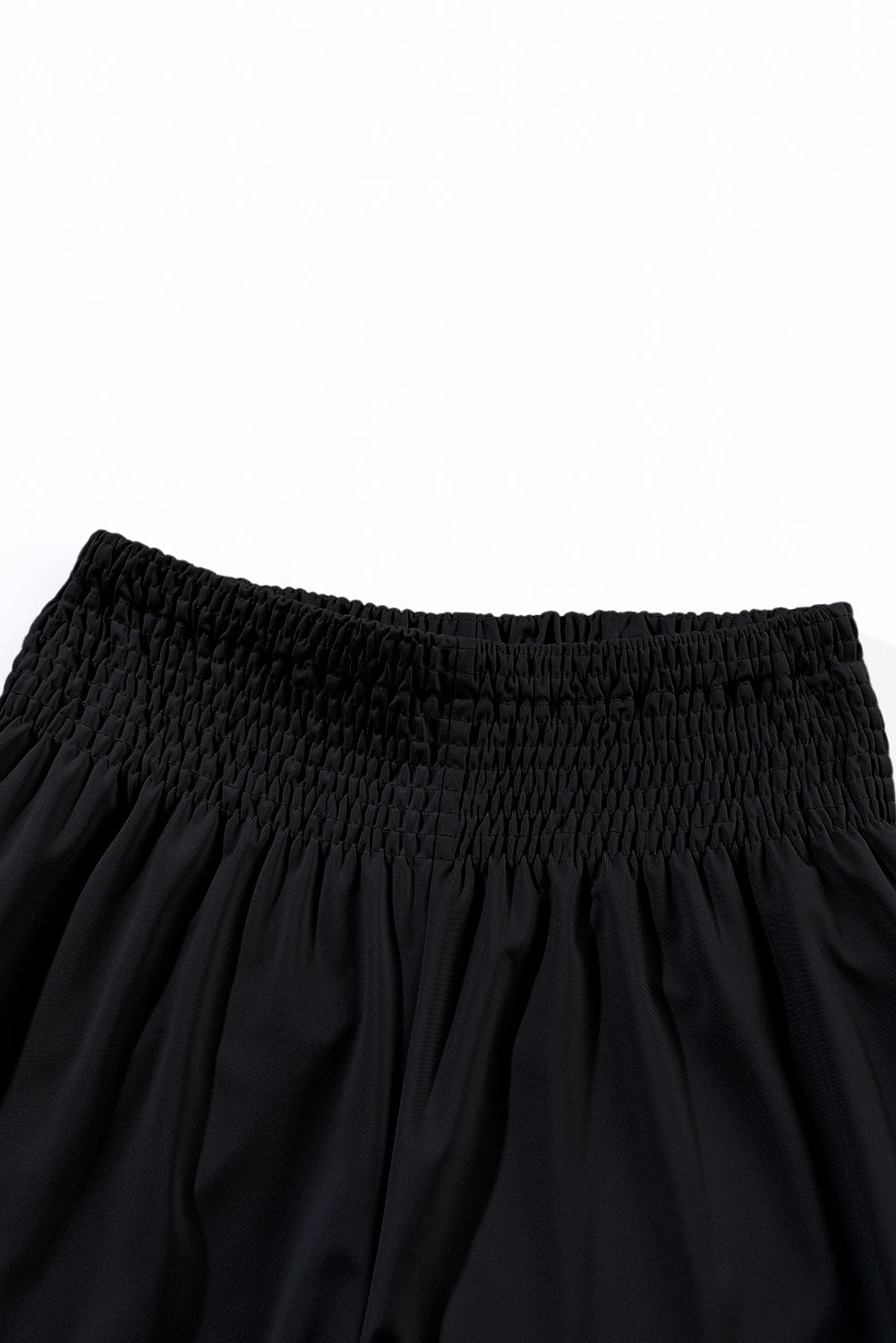 Black Pocket Smocked High Waist Joggers