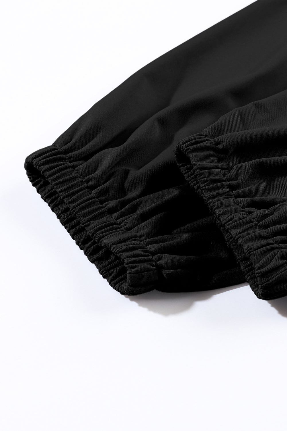 Black Pocket Smocked High Waist Joggers