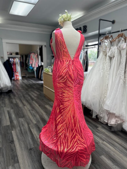 Plunging V-Neck Sheath Evening Dress by Alyce Paris