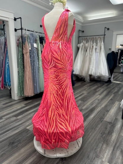 Plunging V-Neck Sheath Evening Dress by Alyce Paris