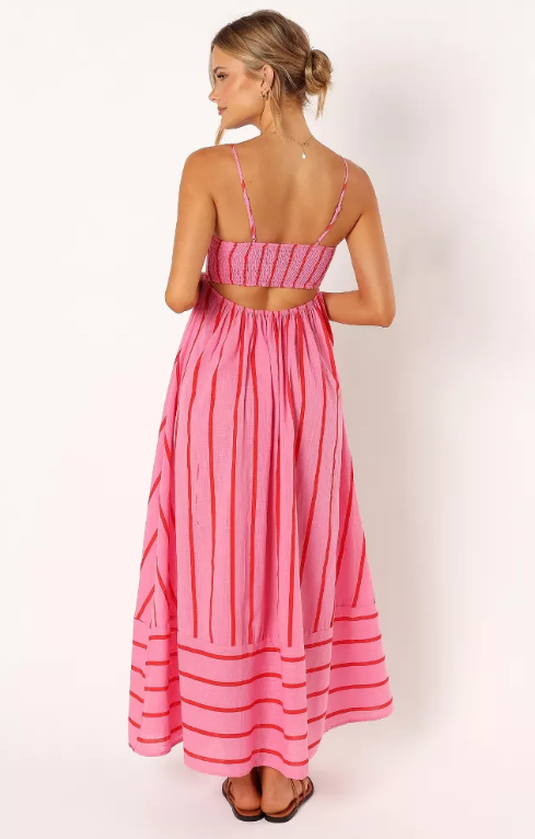 Pink Striped Slip Backless Dress Formal Affair Boutique Pink Striped Slip Backless Dress Formal Affair Boutique