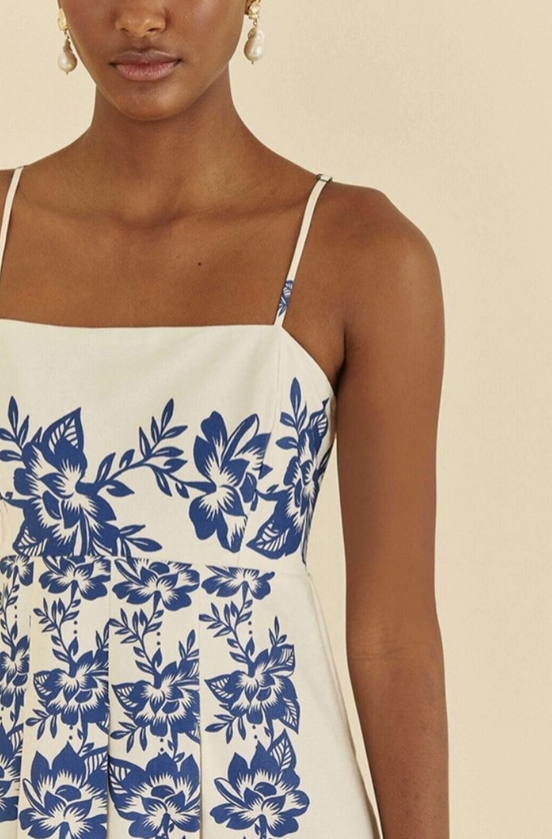 Blue and White Floral Print Ankle Maxi Dress XL Blue and White Floral Print Ankle Maxi Dress XL