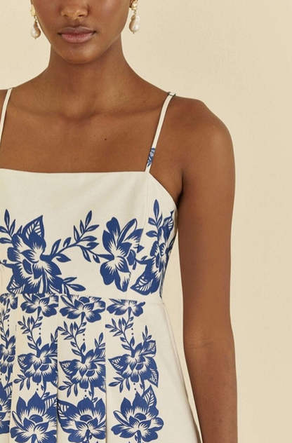 Blue and White Floral Print Ankle Maxi Dress XL Blue and White Floral Print Ankle Maxi Dress XL