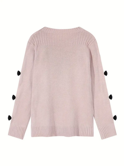 Pale Pink Bow Detail Long Sleeve Sweater