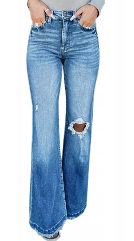 Womens Washed Casual Denim Micro-Lab Blue Jeans