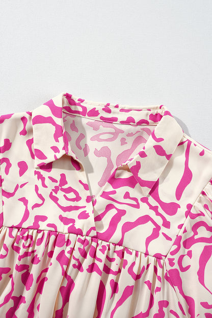 Pink Leopard Print Loose Fit Babydoll Mini Dress