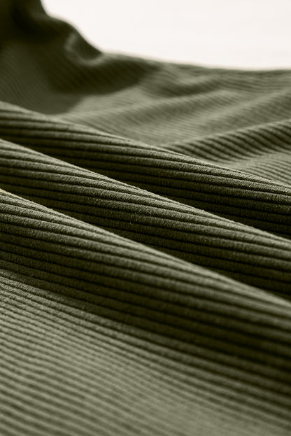 Plain Corduroy Pockets Overall Dress