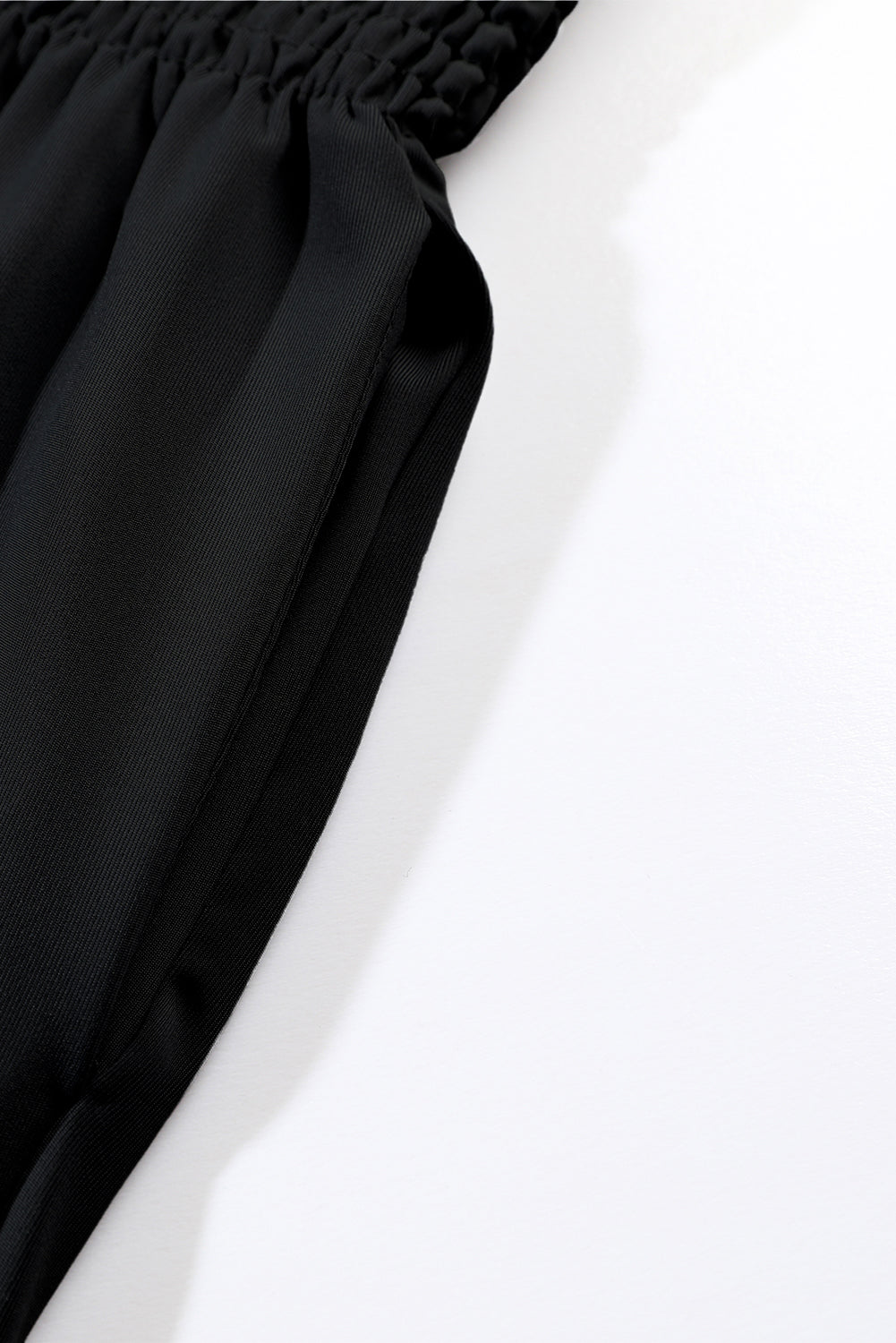 Black Pocket Smocked High Waist Joggers