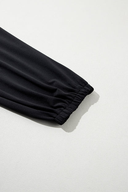 Black Pocket Smocked High Waist Joggers