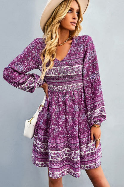 Purple Floral Print Long Sleeve Dress Formal Affair Boutique Purple Floral Print Long Sleeve Dress Formal Affair Boutique