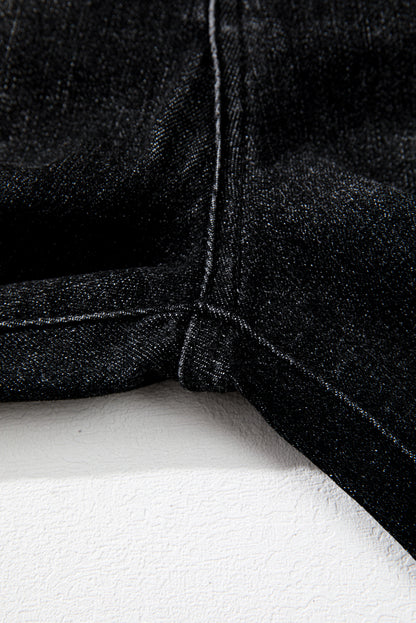 Blue Mineral Wash Raw Hem High Waist Flared Jeans